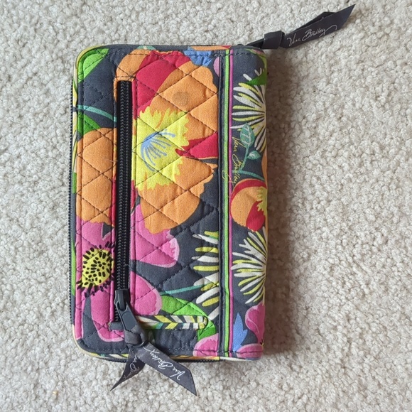 Vera Bradley bifold wallet, floral with orange lining - Picture 3 of 7